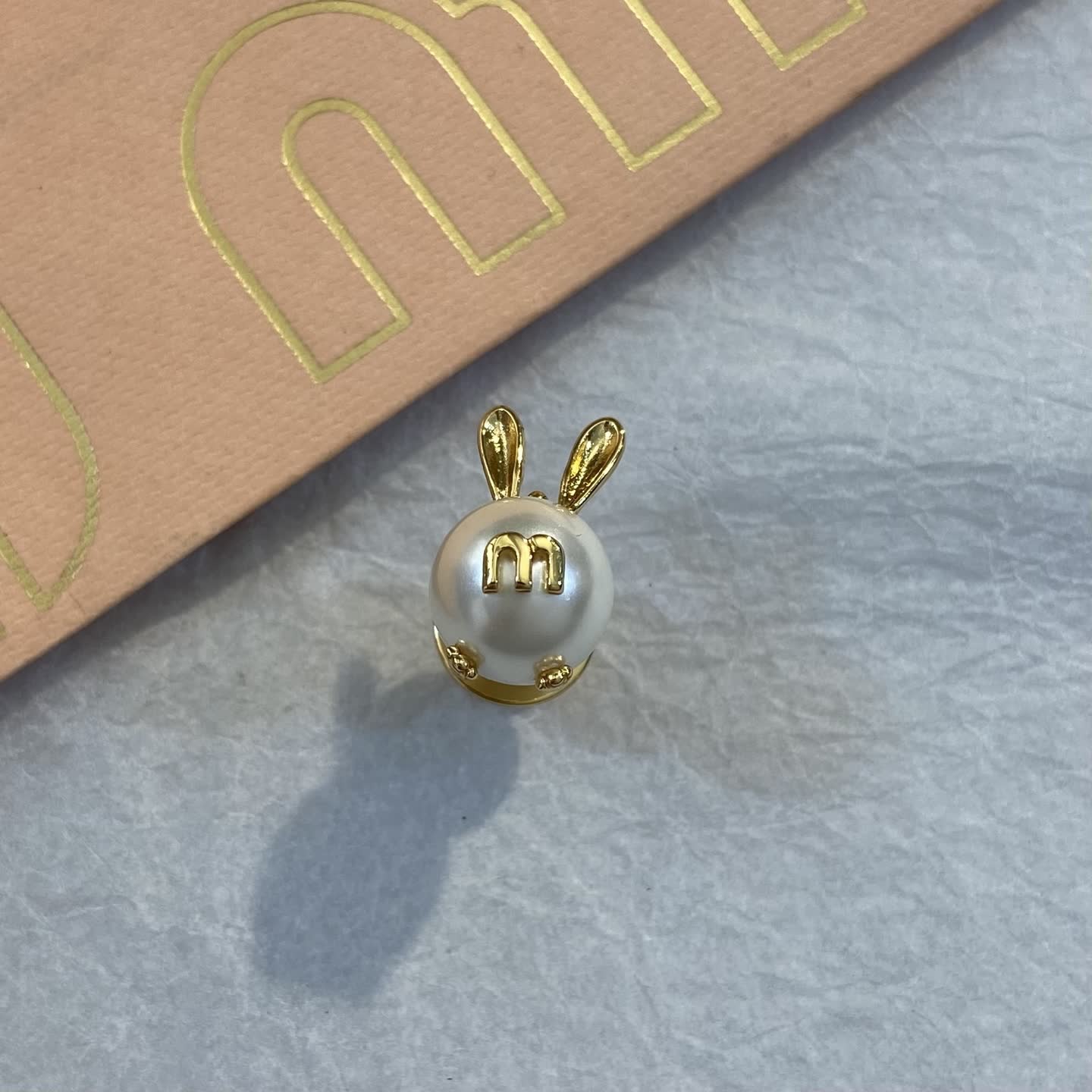 Miu Miu Gold Tone Pearl Earrings